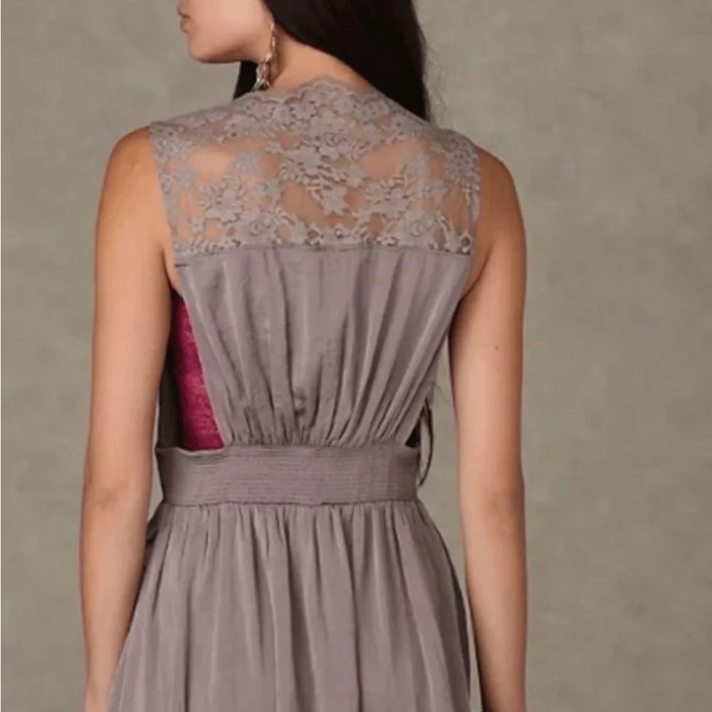 Free People Gray Lace Open Side Mini Dress Boho Sleeveless Festival